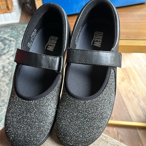 DREW black/silver lurex stretch maryjane fabric/leather. NEW size 7 & 9 medium - Picture 2 of 10